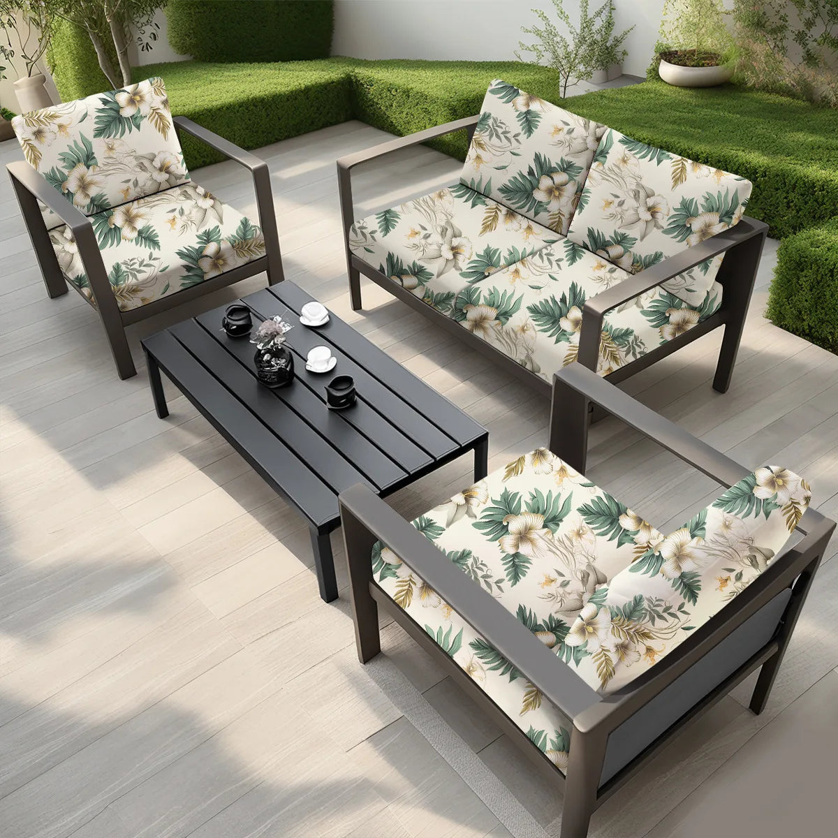 Outdoor Printed Sofa Cushion Cover – Elastic Patio Slipcover Sofa Slipcover PLUSH Pattern A One person seatX3pcs