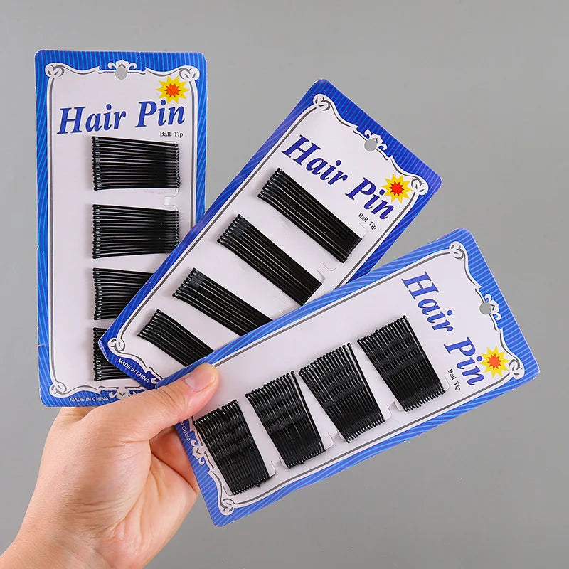 Women's Black Bobby Hair Clips & Barrettes 4–7cm Wave Straight Hair Clips & Barrettes PLUSH
