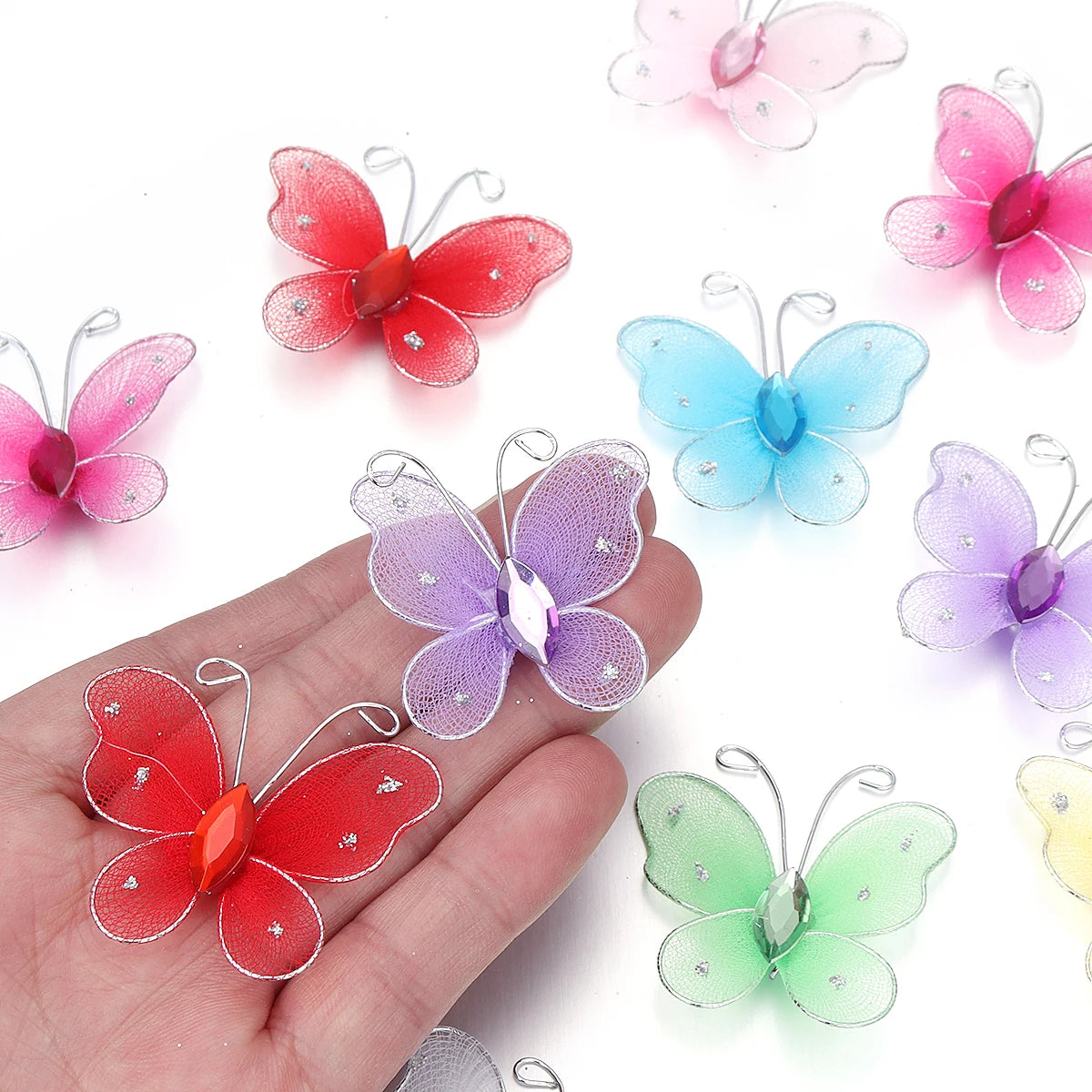 10pcs Organza Butterfly Appliques – DIY Jewelry & Craft Patches Fabric Applique Patches PLUSH