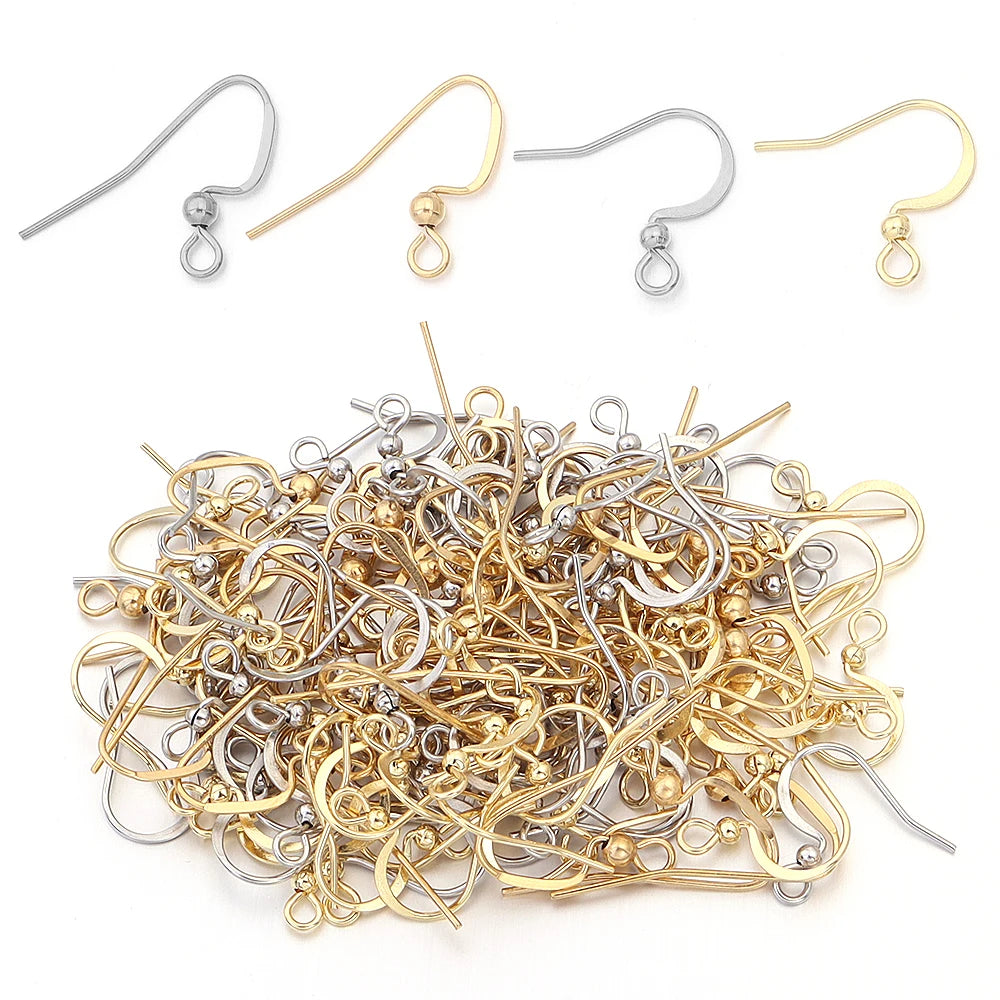Stainless Steel Flat Wire Earring Hooks Clasps – 20-50pcs Earring Hooks Findings PLUSH