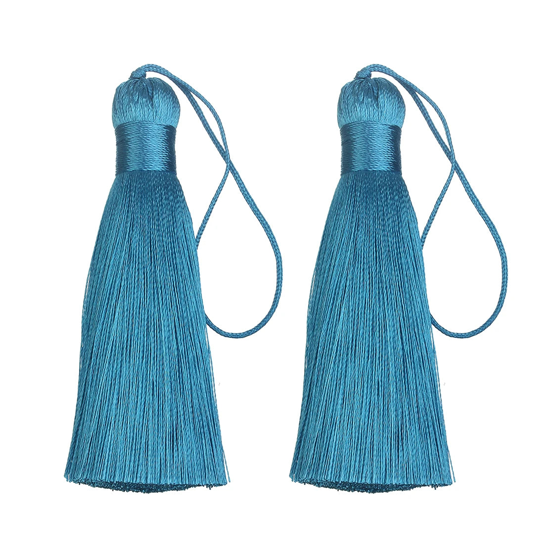 6pcs Colorful Silky Tassel Pendants – DIY Jewelry & Home Decor Tassel Fringe Pendant PLUSH blue