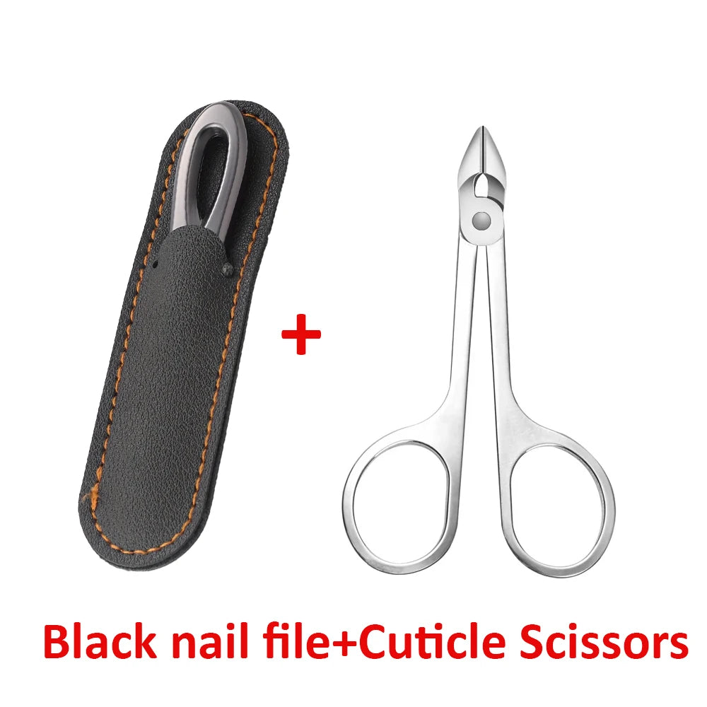 Diamond Grit Stainless Steel Nail File for Hard & Thick Nails Diamond Nail File PLUSH combo set 2pcs B