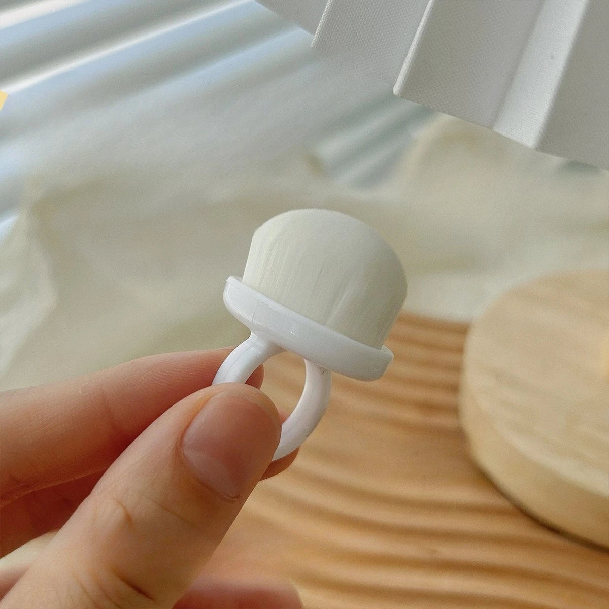 Ring Nail Dust Cleaning Brush – Manicure Tool | 3 Colors Nail Cleaning Brush PLUSH White