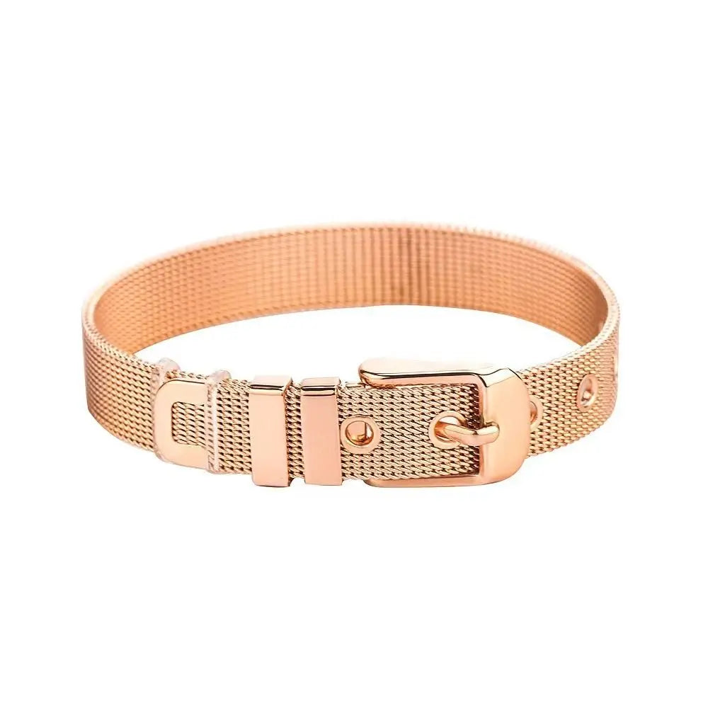 Titanium Steel Mesh Bracelet – Hip Hop Korean Style Unisex Fashion Bracelet PLUSH Rose Gold 8mm