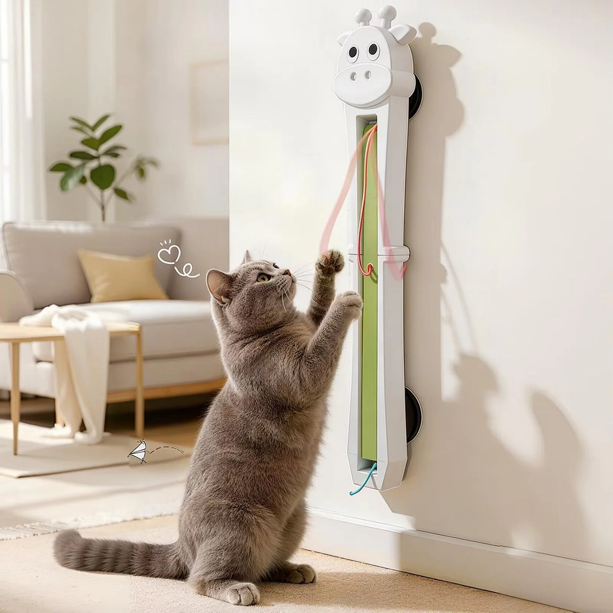 2-Pack Wall Mounted Automatic Interactive Cat Teaser Wand Toy Interactive Cat Toy PLUSH