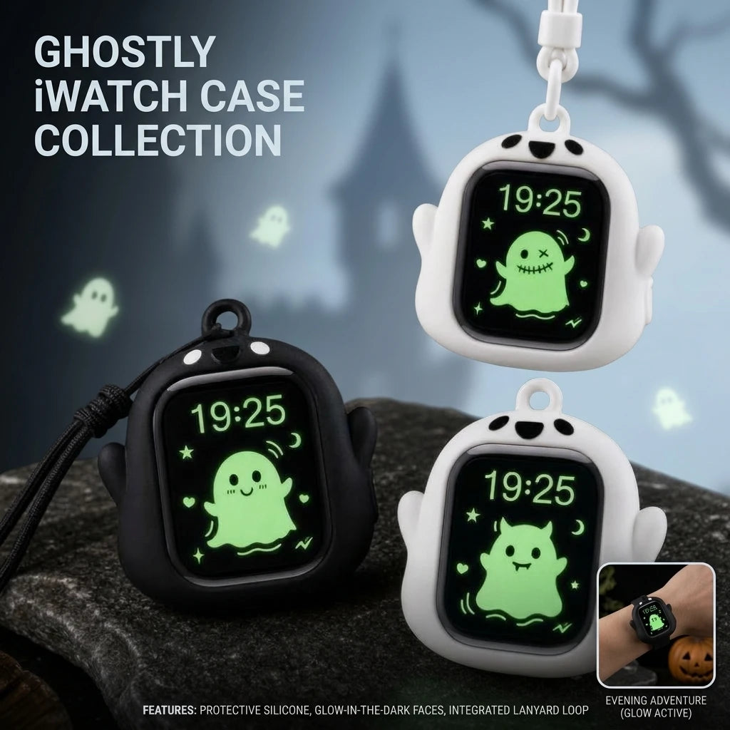 Glow Ghost Silicone Case Apple Watch Series 8 9 10 11 Ultra Watch Protective Case PLUSH