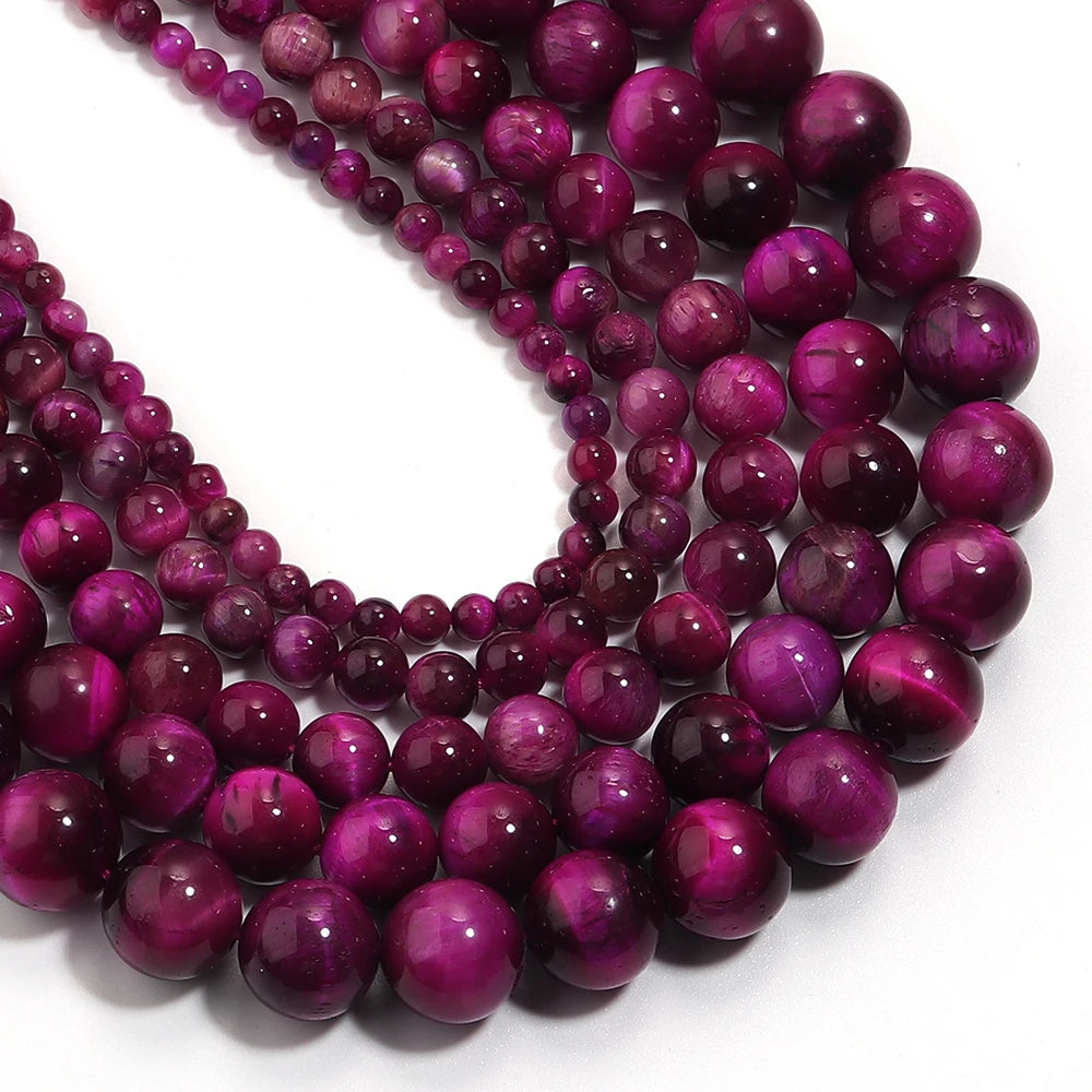 Hot Pink Tiger's Eye Spacer Beads 4–12mm | DIY Jewelry Making Natural Stone Beads PLUSH