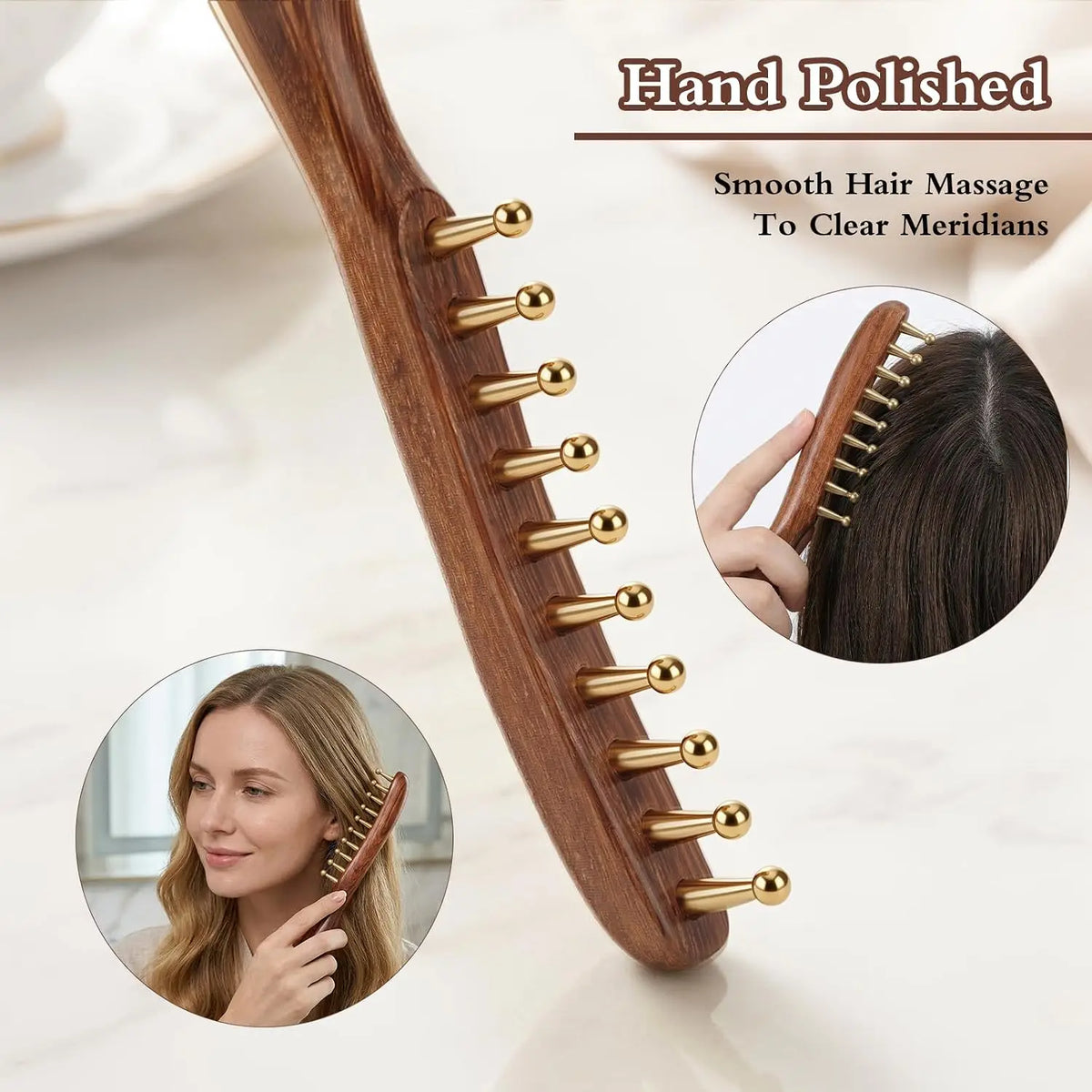 Sandalwood Scalp Massage Comb & Acupressure Face Massager Set Massage & Gua Sha Set PLUSH