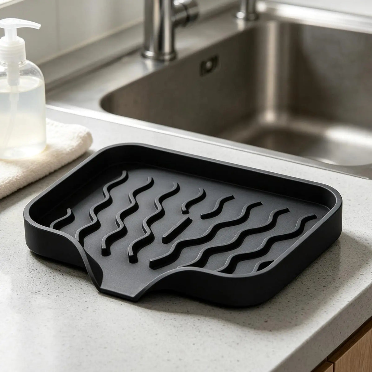 Silicone Sink Mat – Self-Draining Soap Dish & Sponge Holder Silicone Sink Mat PLUSH