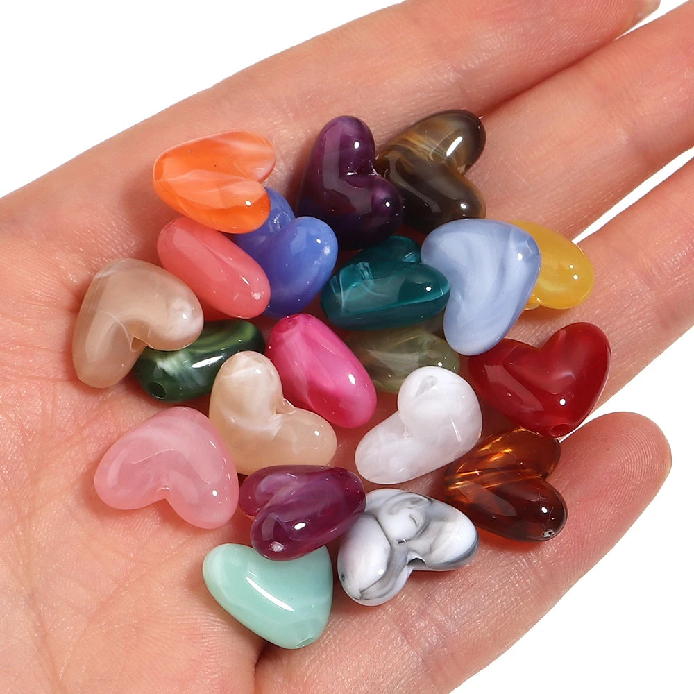 20pcs Two-Tone Heart Acrylic Spacer Beads – DIY Jewelry Making Acrylic Spacer Beads PLUSH