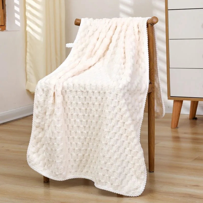 PLUSH 70x140cm Waffle Weave Bath Towel | Quick Dry Coral Fleece Bath Towel PLUSH White 70x140cm 1pc