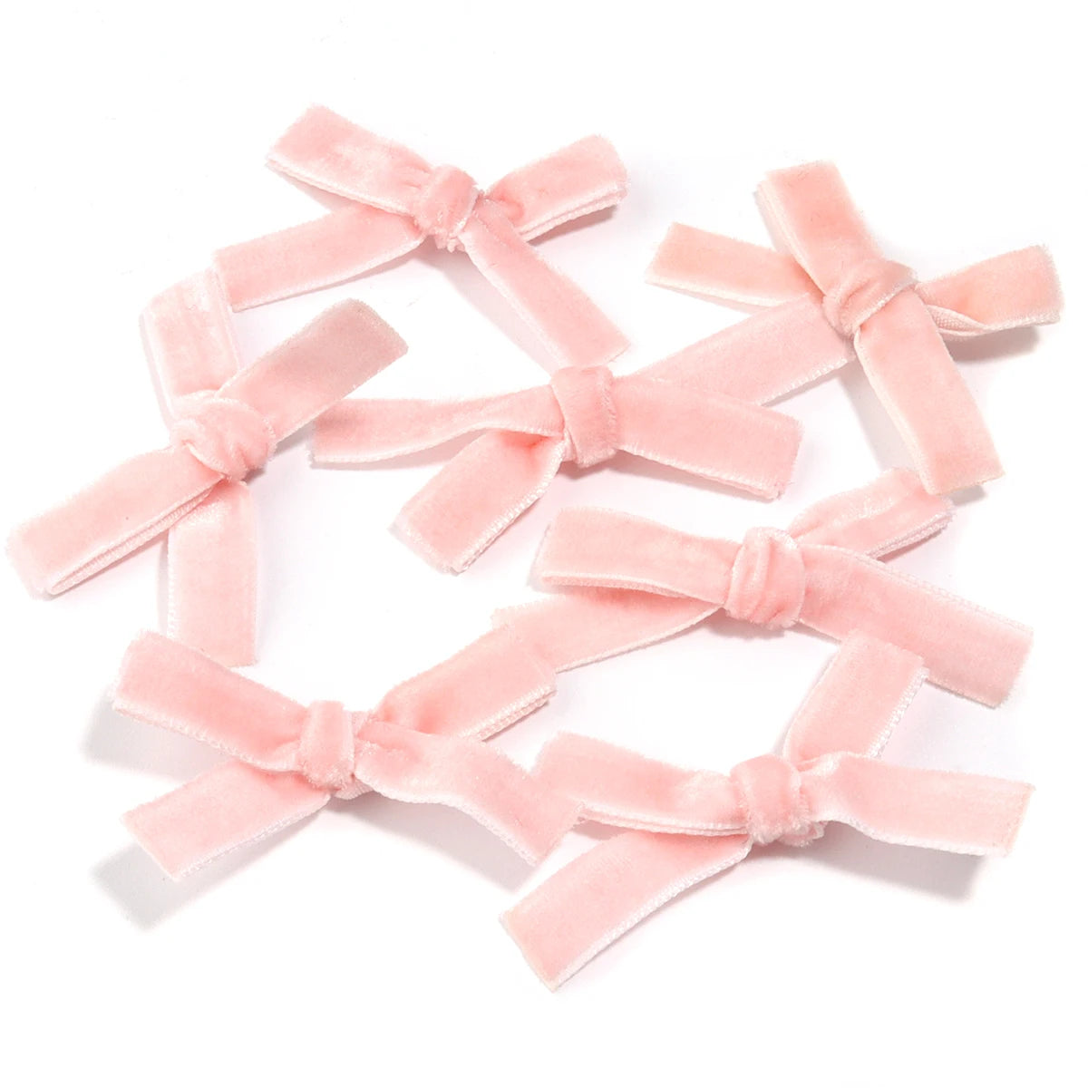 10pcs Velvet Ribbon Bows – Colourful DIY Craft Bowknots Craft Bow Embellishments PLUSH Pink