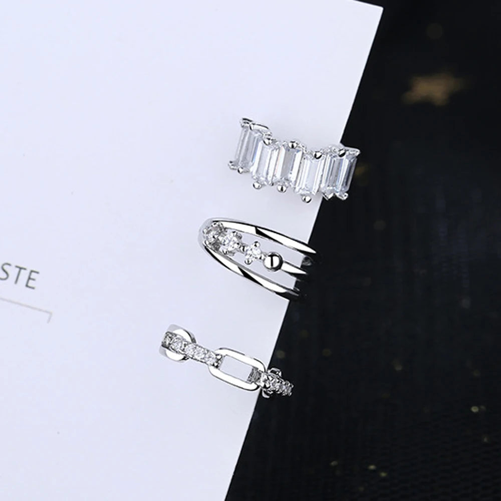 Crystal Multi-Layer Ear Cuffs – Non-Piercing Clip Earrings Clip-On Ear Cuffs PLUSH