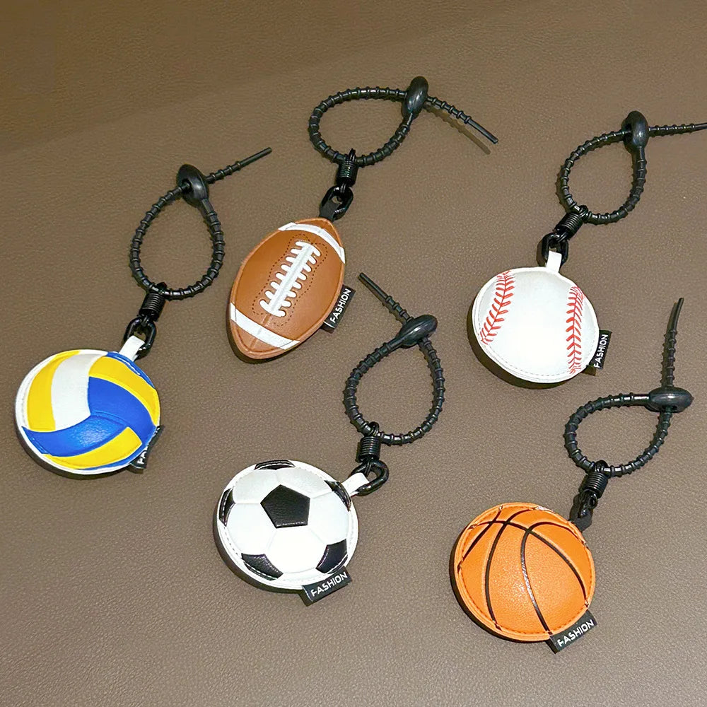 Sports Ball Leather Keychain – Football Basketball Baseball Charm Sports Leather Keychain PLUSH