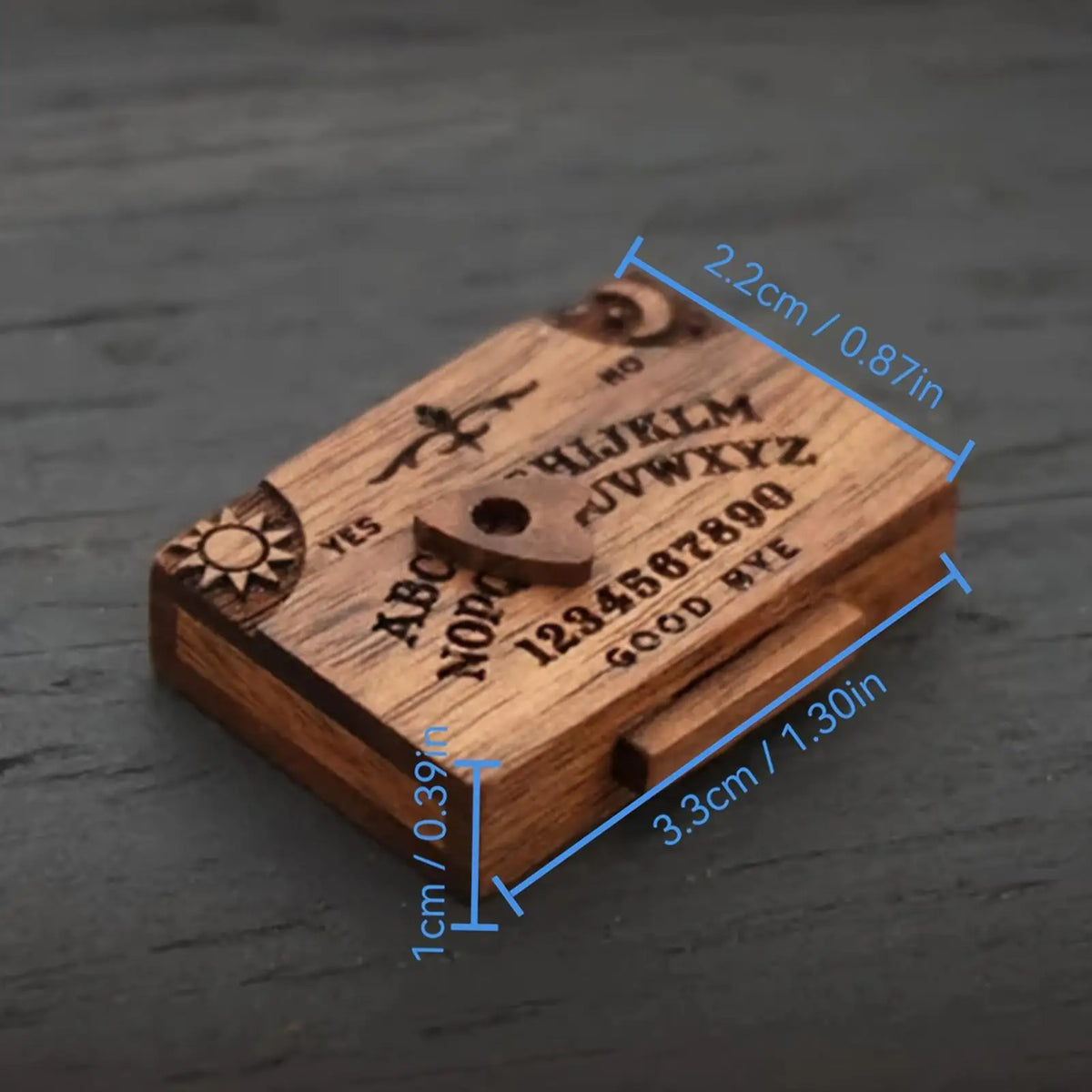 Miniature Wooden Spirit Board Decoration with Planchette Miniature Decoration PLUSH