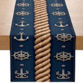 Nautical Table Runner – Anchor, Rope & Wheel Print Décor Table Runner PLUSH A 33X275Cm