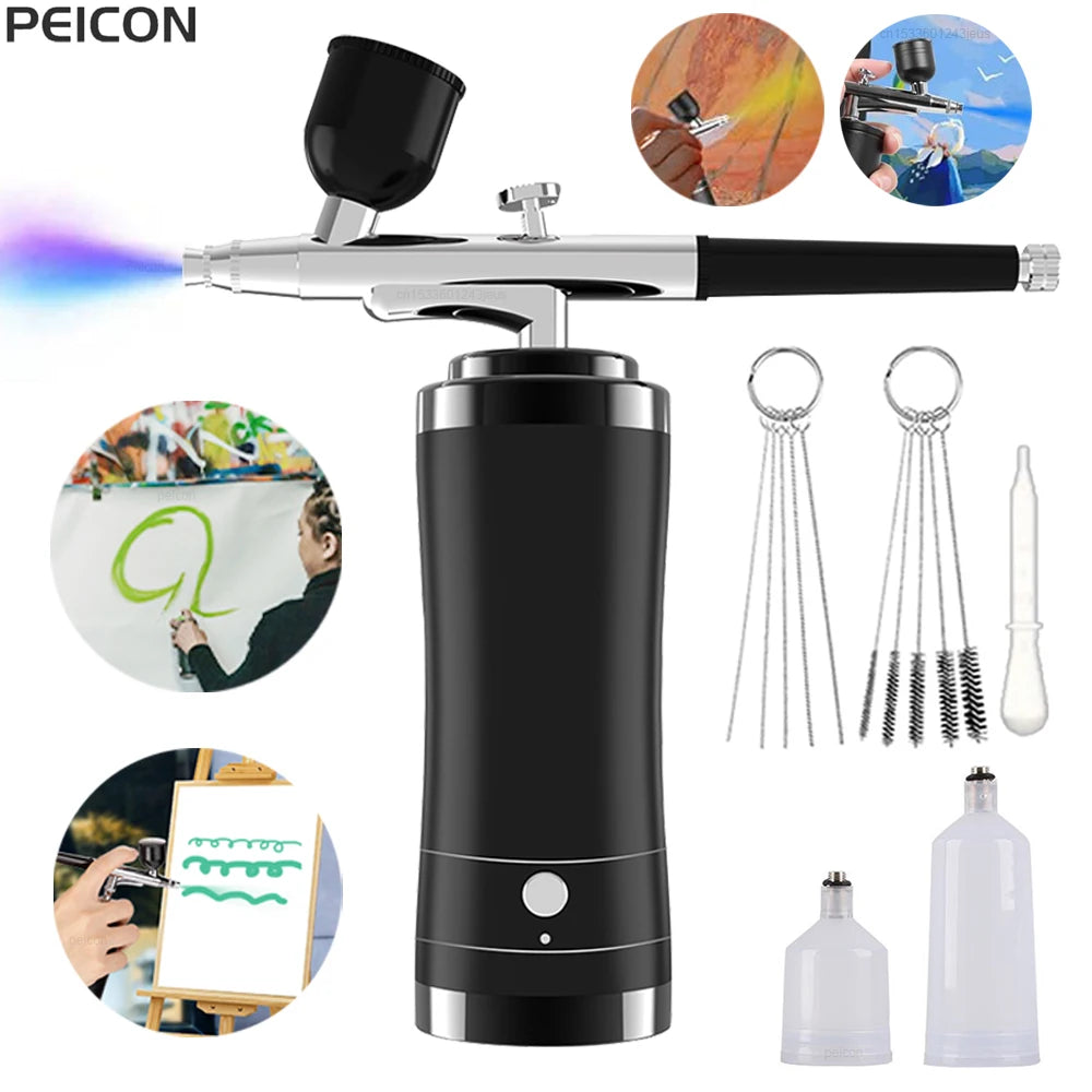 Portable Airbrush Kit with Compressor | 0.3mm Mini Spray Gun Airbrush Spray Kit PLUSH