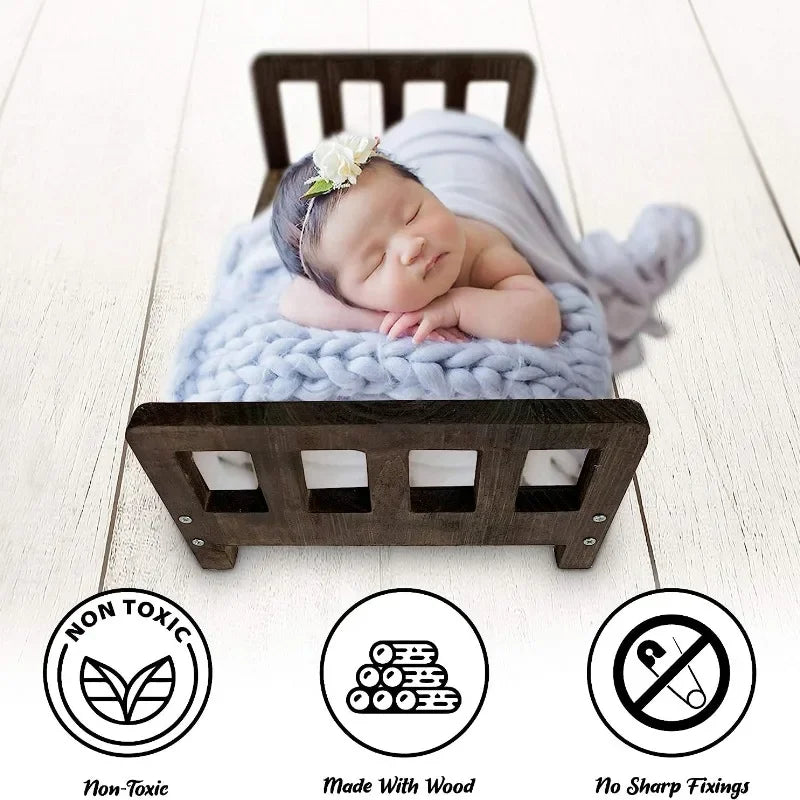 Newborn Photography Prop Wooden Mini Baby Bed – Studio Prop Photography Prop PLUSH