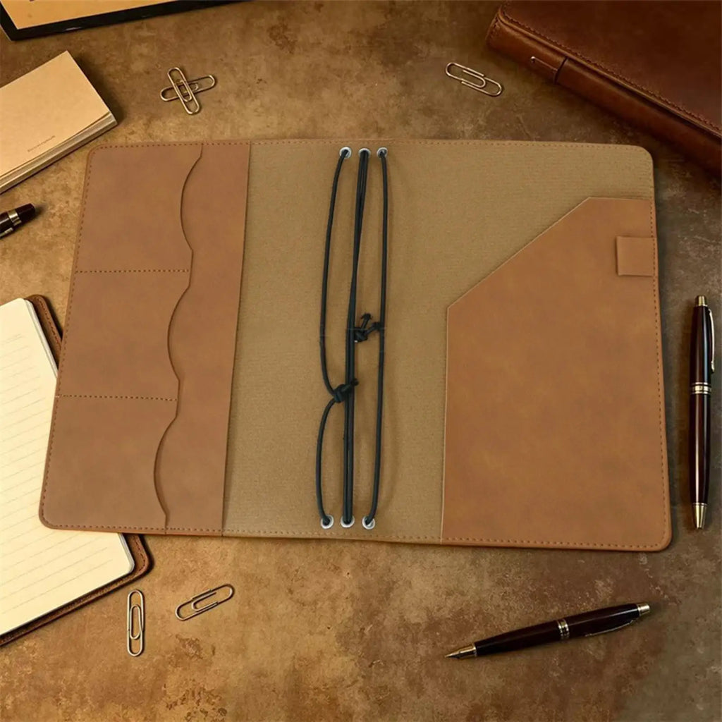 A5 Vintage PU Leather Notebook Cover – Refillable Organizer Notebook Cover PLUSH