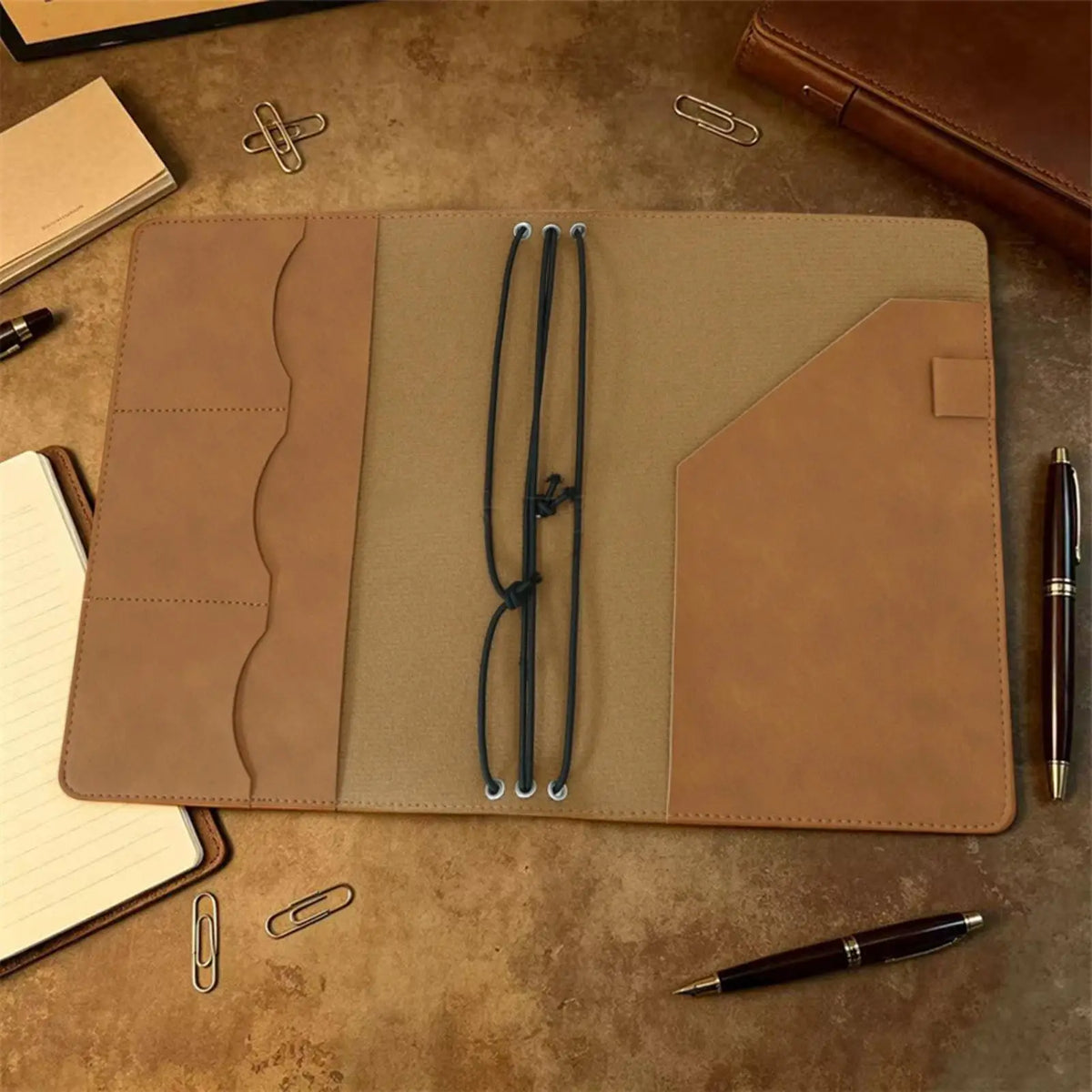 A5 Vintage PU Leather Notebook Cover – Refillable Organizer Notebook Cover PLUSH