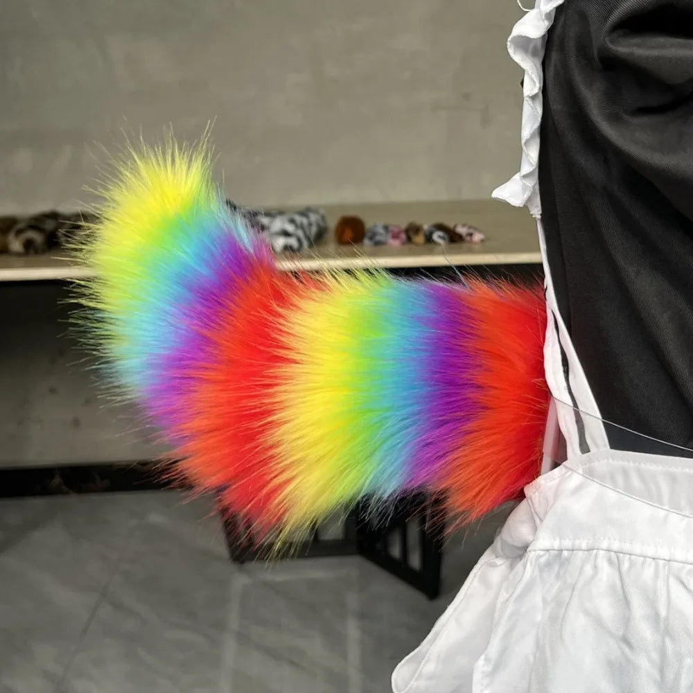 Electric Moving Cosplay Tail – Remote Control, USB Rechargeable Fur Cosplay Costume Tail PLUSH Multicolor Option 1
