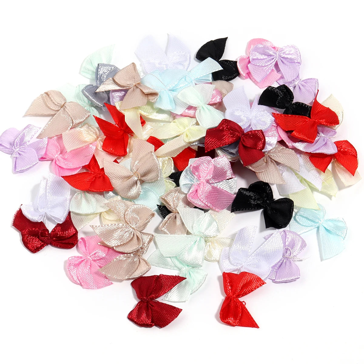 100pcs Mini Polyester Bow Knots – DIY Jewelry & Hair Crafts DIY Craft Bows PLUSH mixed 2.5x2cm