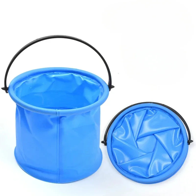 Folding Fishing Bucket – Portable PVC Bait & Live Fish Bucket Folding Fishing Bucket PLUSH Blue