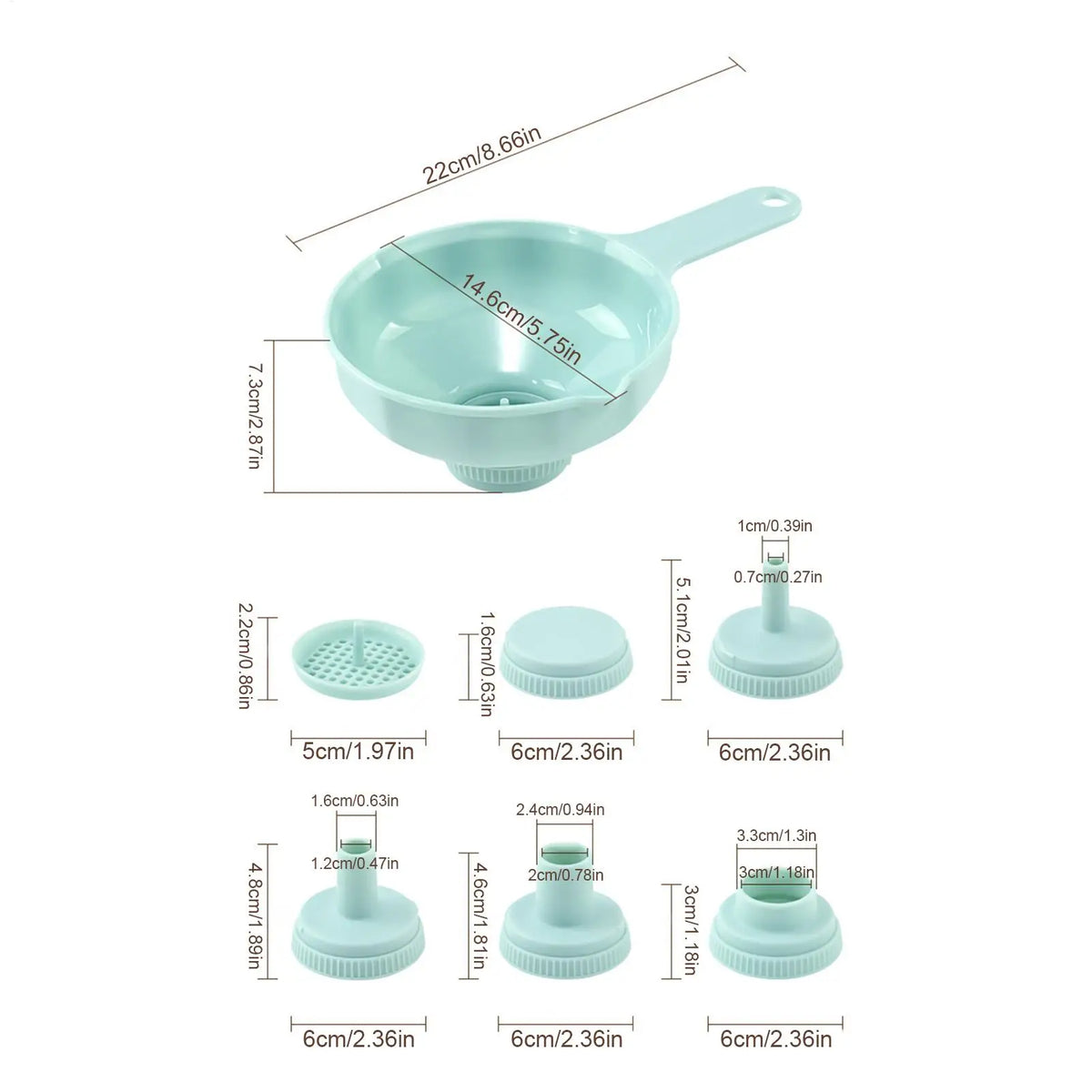 Wide Mouth Canning Funnel Set – 7-Piece Kitchen Jar Funnels Kitchen Funnel Set PLUSH