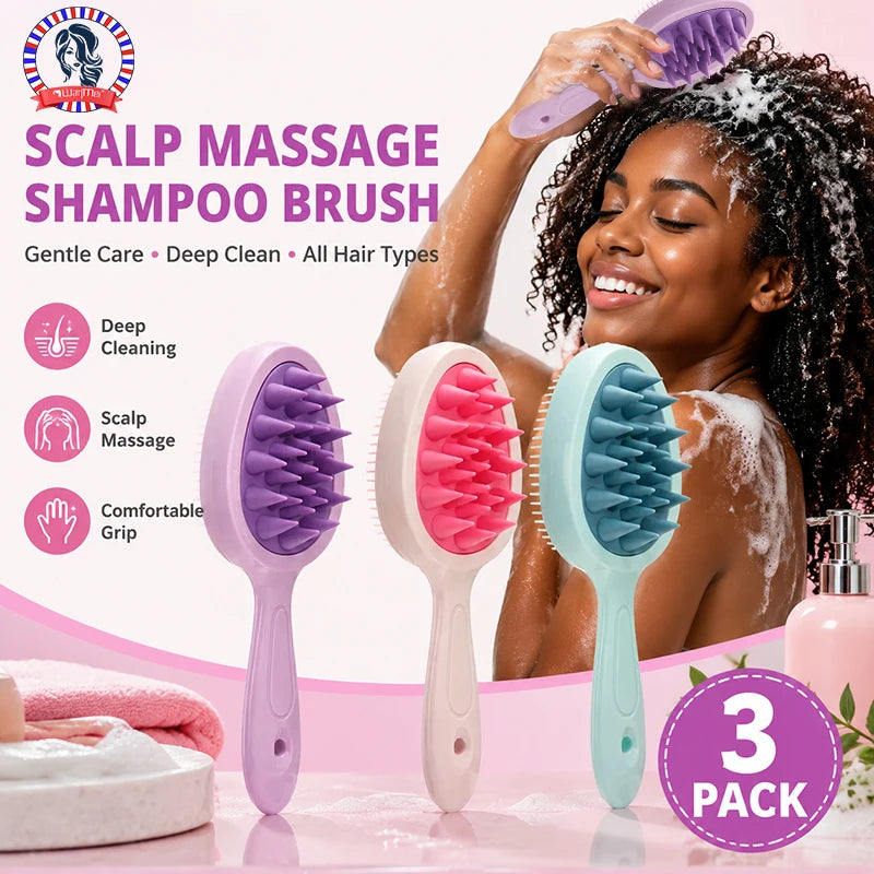 Long Handle Silicone Scalp Massage Shampoo Brush & Comb Scalp Massage Brush PLUSH