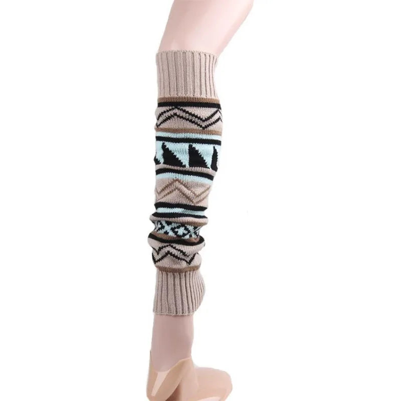 Bohemian Knit Leg Warmers – Color Block Boot Socks for Women Knit Leg Warmers PLUSH