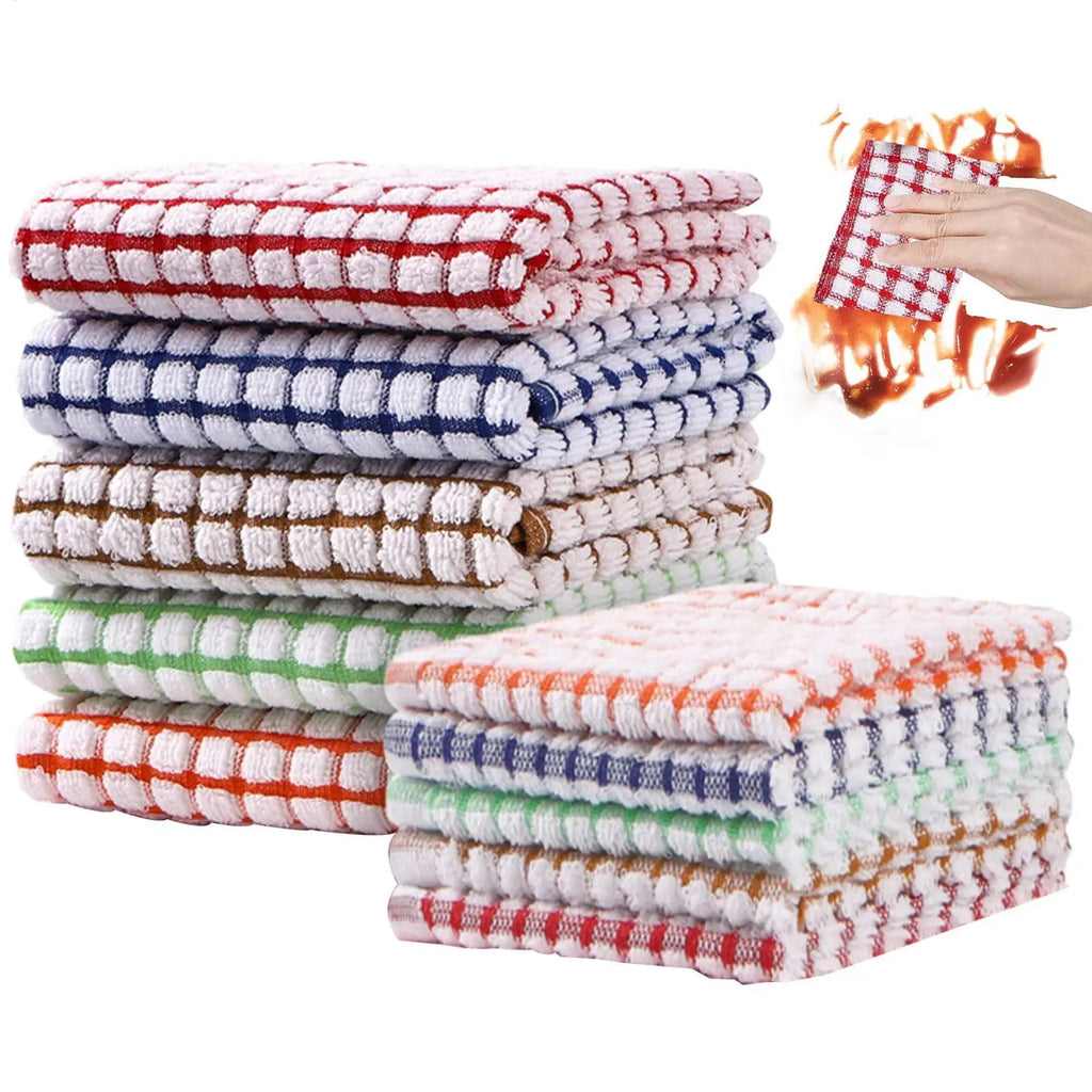 Terry Cotton Tea Towels 10-Pack – Absorbent Kitchen Dish Cloths Kitchen Tea Towels PLUSH