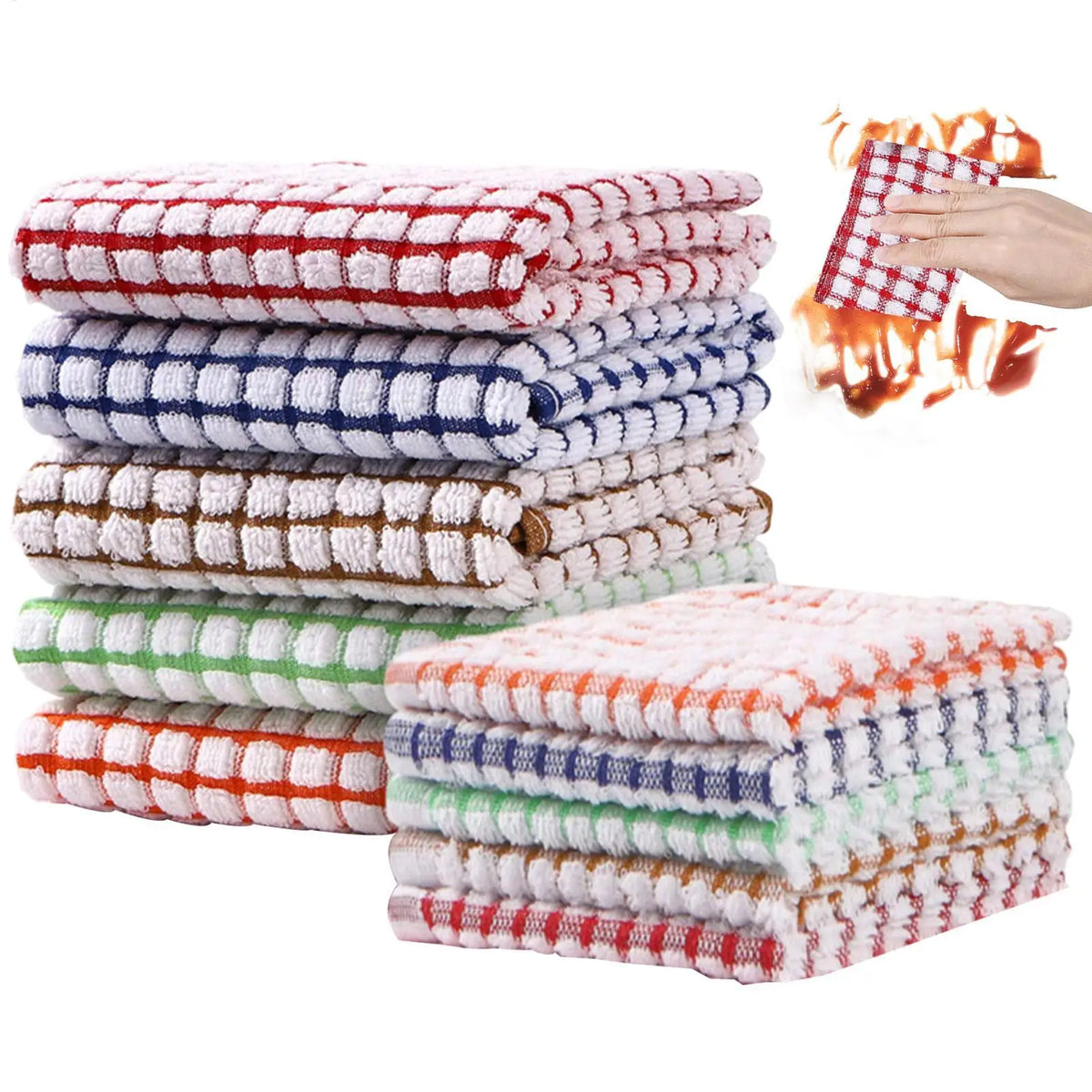 Terry Cotton Tea Towels 10-Pack – Absorbent Kitchen Dish Cloths Kitchen Tea Towels PLUSH