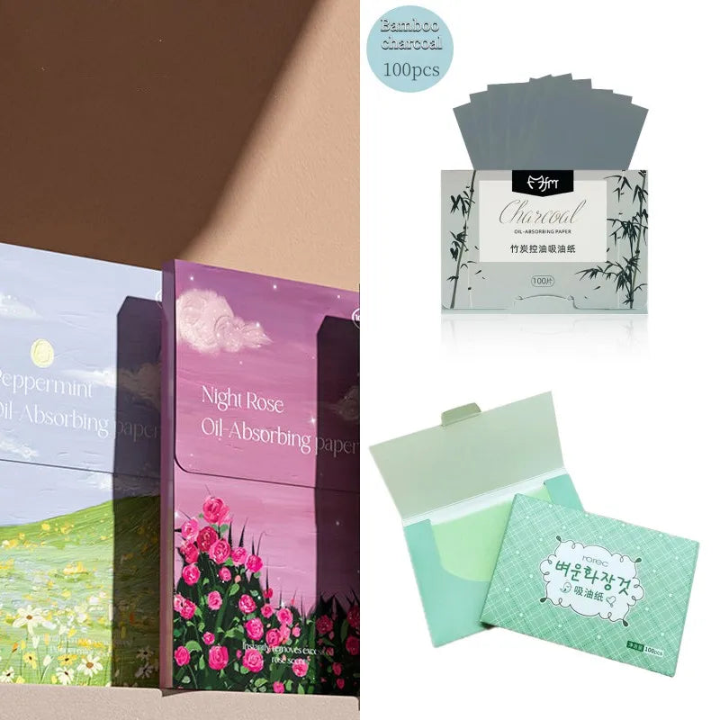 100pcs Green Tea Oil Blotting Sheets – Face Oil Control Facial Blotting Sheets PLUSH