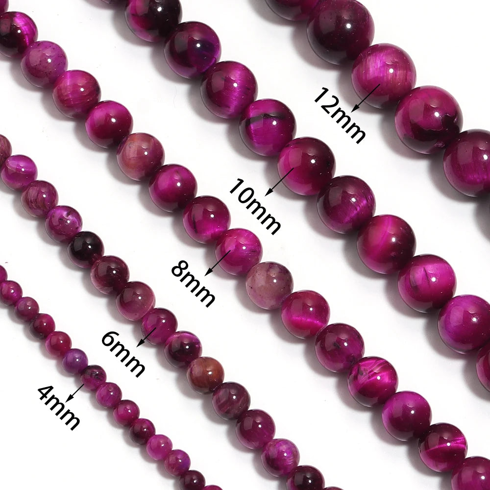 Hot Pink Tiger's Eye Spacer Beads 4–12mm | DIY Jewelry Making Natural Stone Beads PLUSH