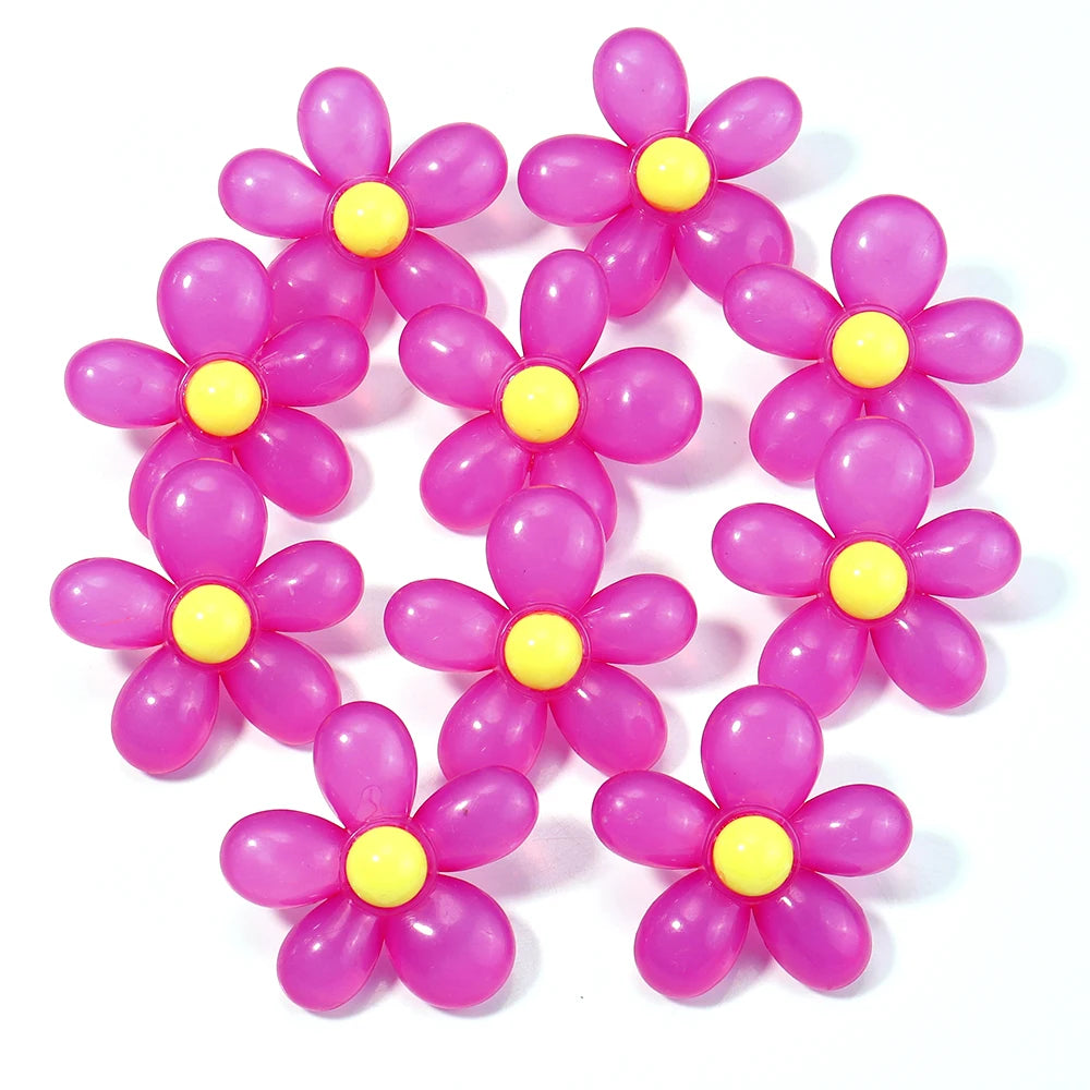 10pcs Sunflower Acrylic Beads 39x40mm | DIY Jewelry Making Acrylic Flower Beads PLUSH Rose Red