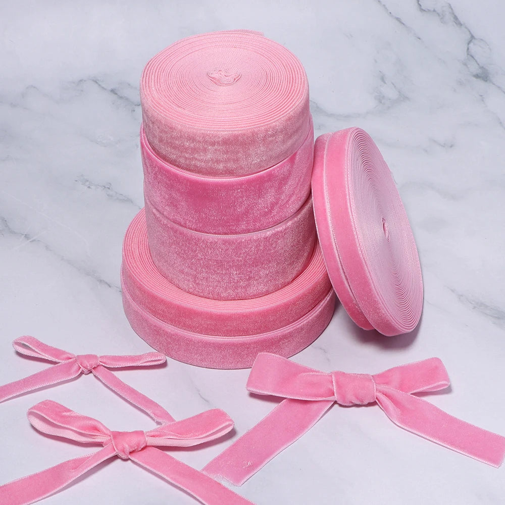 Deep Pink Single Face Velvet Ribbon 6–38mm | 5-10 Yards Velvet Craft Ribbon PLUSH