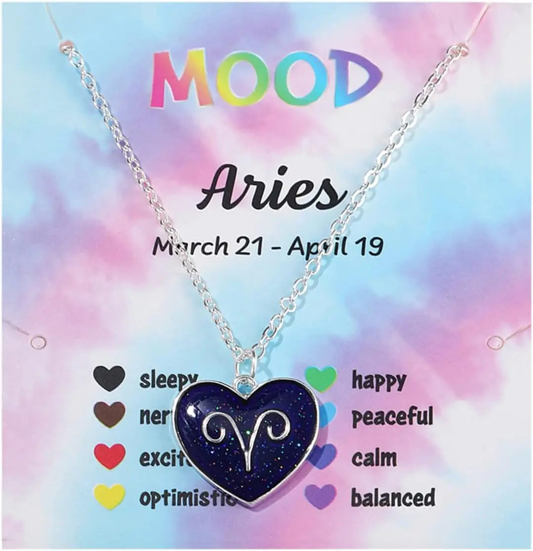Zodiac Constellation Mood Necklace – Color Changing Pendant Pendant Necklace PLUSH Aries