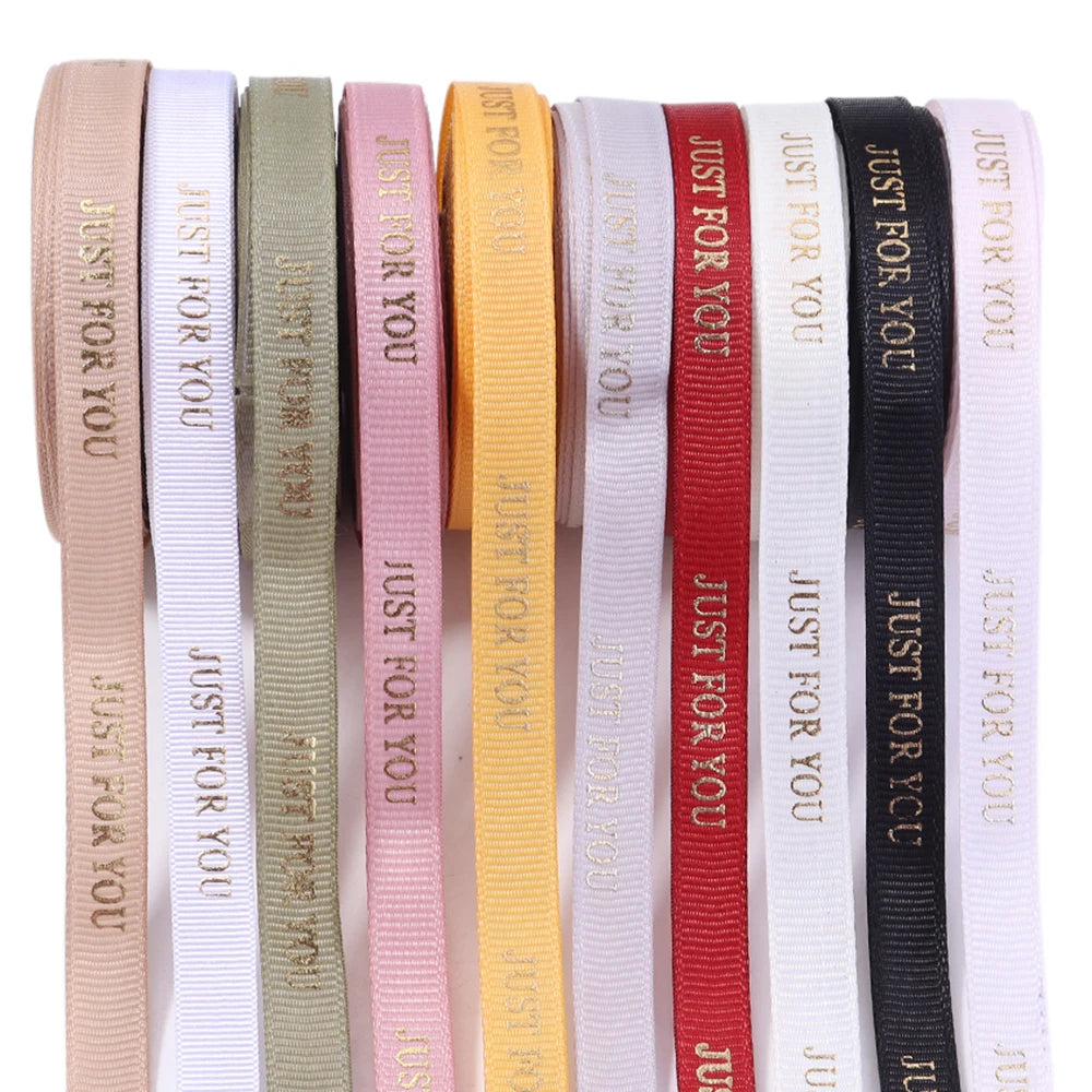 10 Yards "Just For You" Gold Foil Grosgrain Ribbon 1cm Decorative Craft Ribbon PLUSH