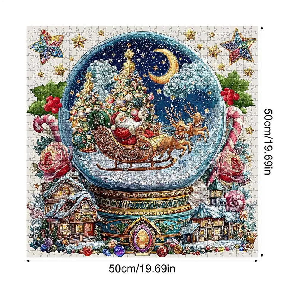 Christmas Snow Globe Puzzle – Festive Winter Scene Decor Set Christmas Puzzle Set PLUSH Set