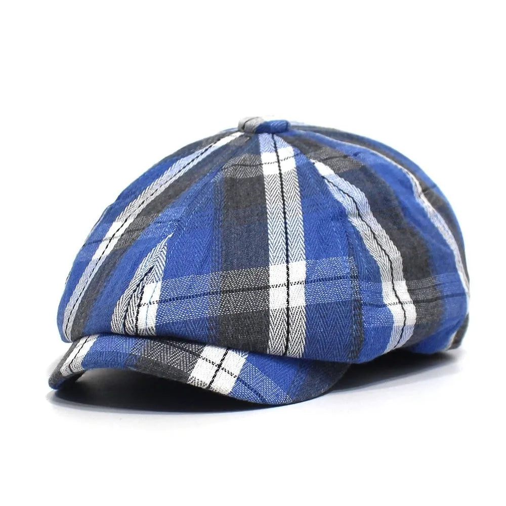 Women's Plaid Newsboy Beret Cap – Lightweight Octagonal Hat Newsboy Beret Cap PLUSH Style E