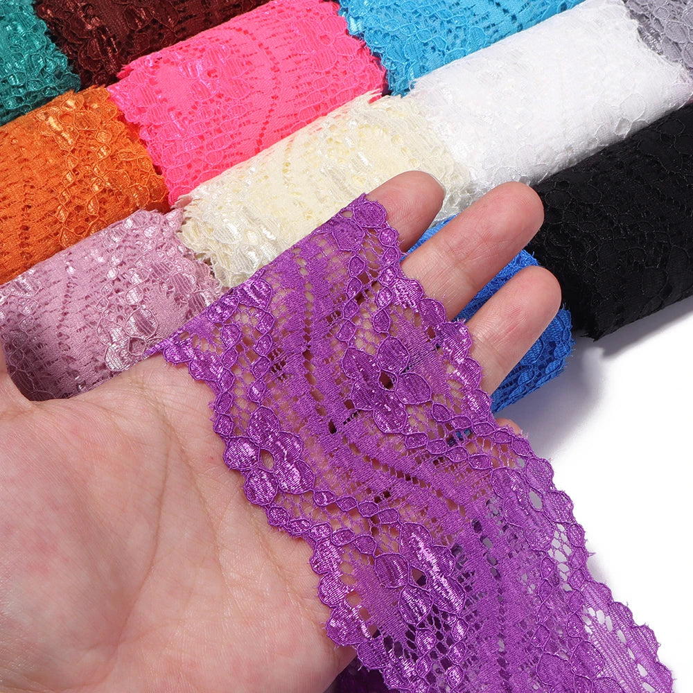 6cm Elastic Floral Lace Trim 2 Yards – DIY Sewing Craft Elastic Lace Trim PLUSH