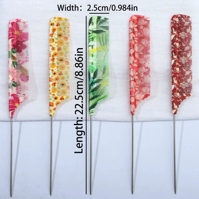 Anti-Static Rat Tail Comb – 5 Floral Patterns | Hair Styling Hair Styling Comb PLUSH