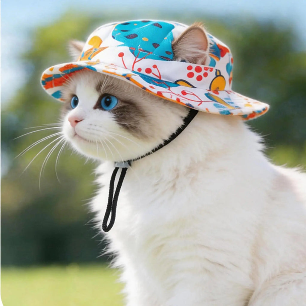Adjustable Pet Sun Hat for Cats & Small Dogs – UV Brim Pet Sun Hat PLUSH