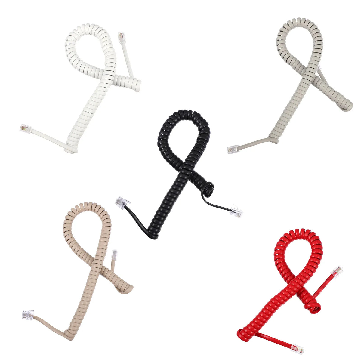10-Pack RJ11 Coiled Landline Phone Cords | Universal Telephone Cable Landline Phone Cord PLUSH