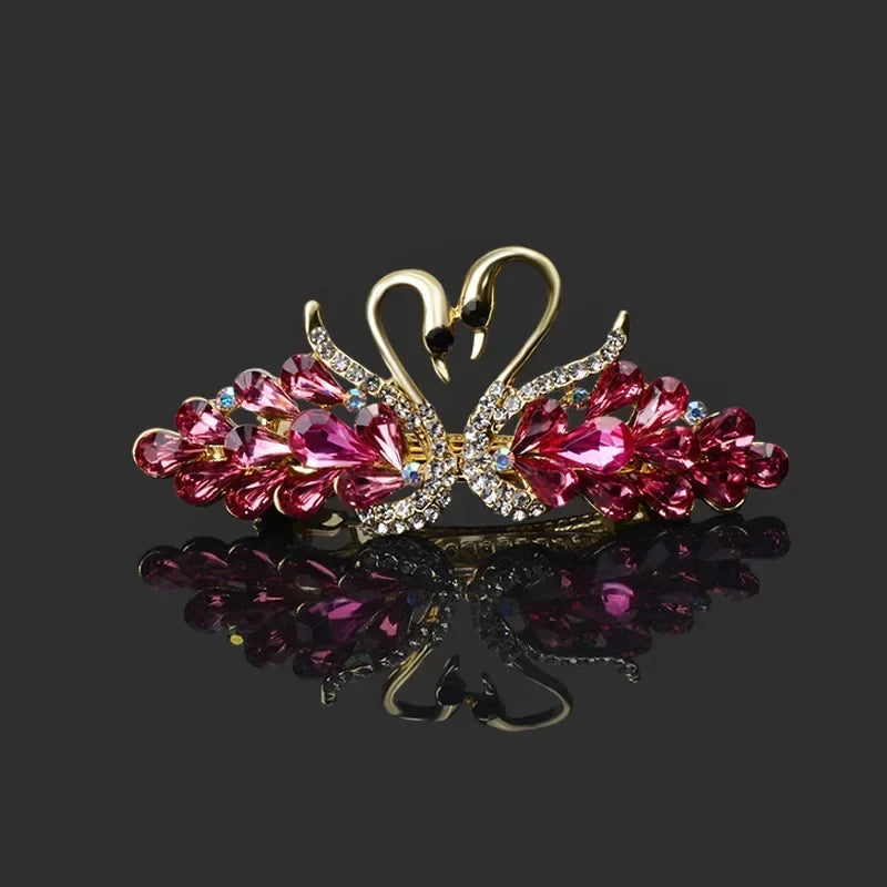 Swan Rhinestone Hair Clips – Colorful Barrettes for Women Rhinestone Hair Clip PLUSH No.2