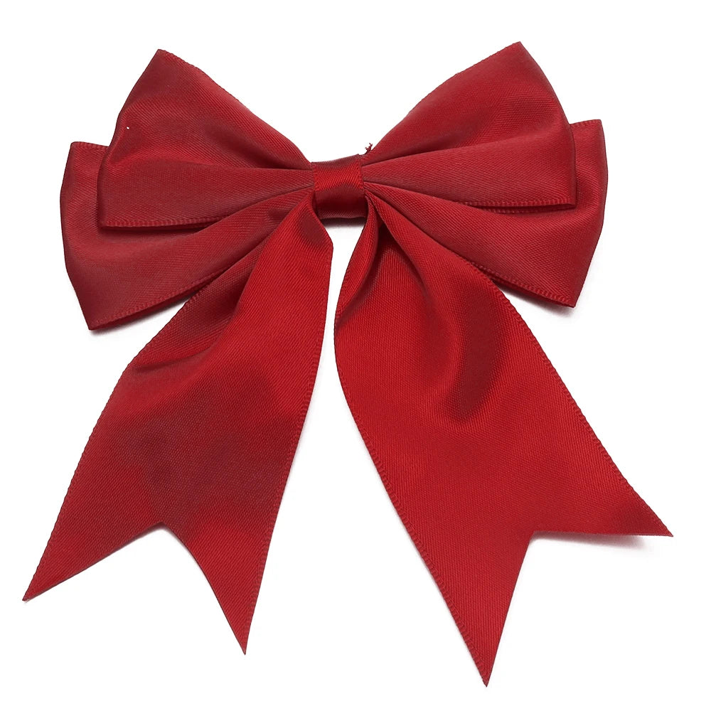 5pcs Double Layer Satin Swallowtail Bows – DIY Hair & Jewelry Ribbon Bow Findings PLUSH wine red