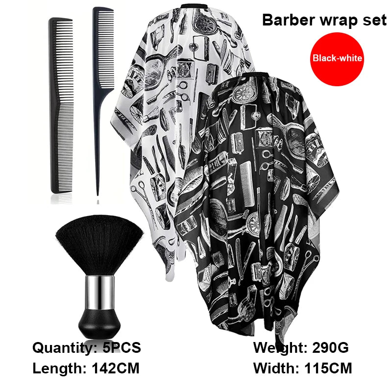 Salon Barber Cloak Set 4pcs/5pcs with Brush & Comb Barber Cloak Set PLUSH 5pcs set A