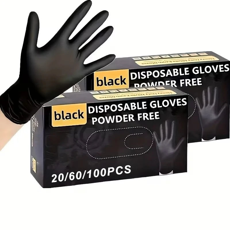 Disposable Black Nitrile Gloves 20/60/100pcs | Kitchen & Home Disposable Nitrile Gloves PLUSH