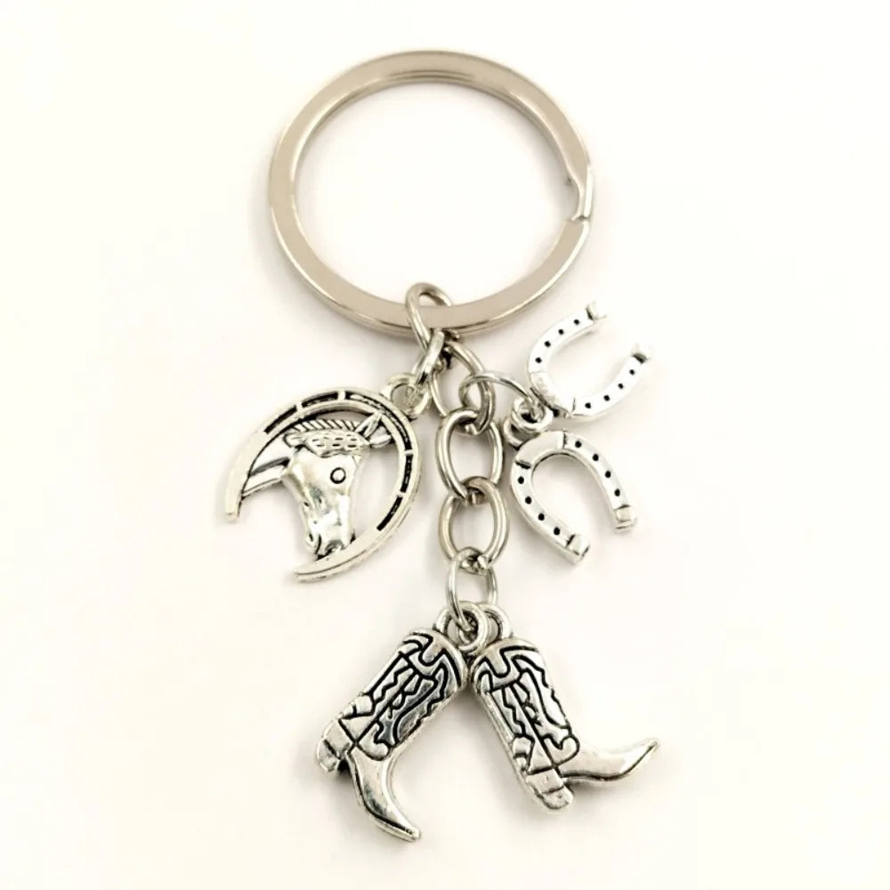 Vintage Running Horse Pendant Keychain – Silver Metal Keyring Metal Keychain PLUSH
