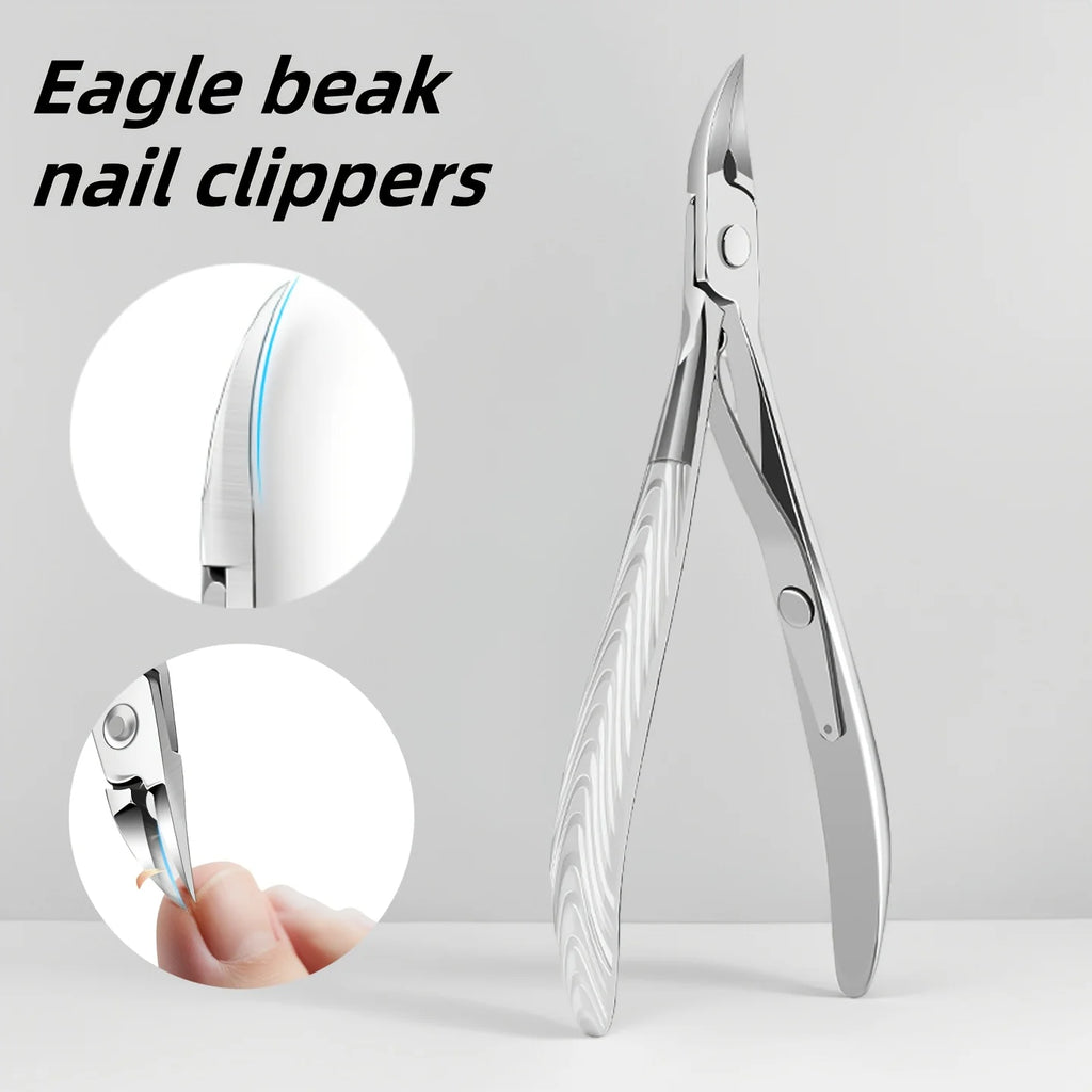 Ouriner Stainless Steel Toenail Clipper – Slanted Extended Tip Nail Clipper PLUSH Silvery
